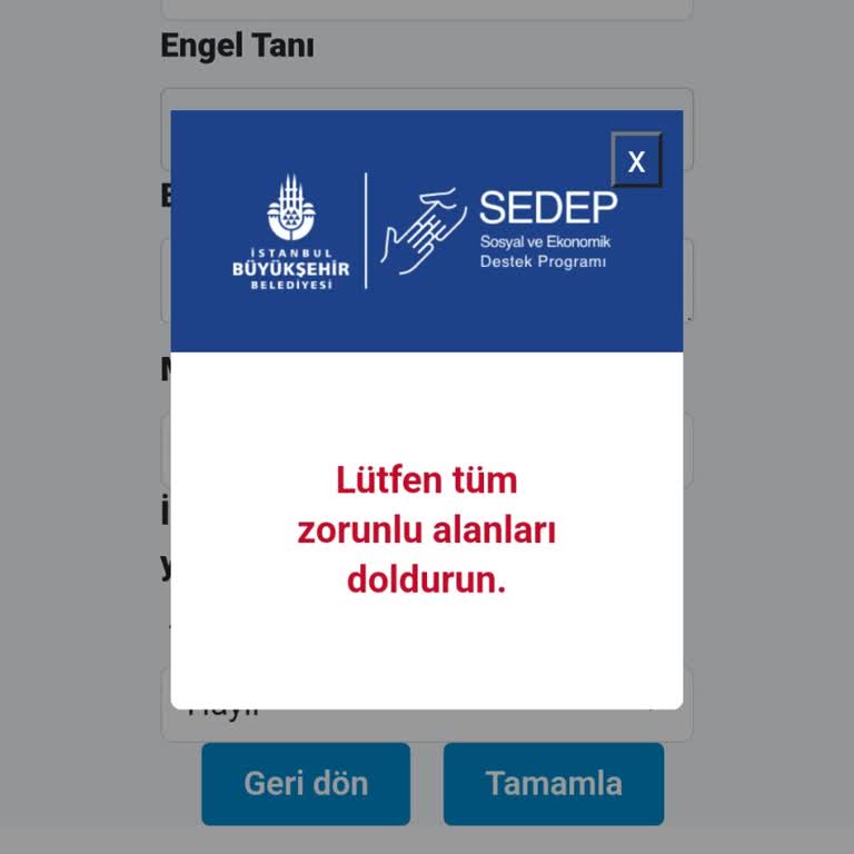 Evlilik Desteği Başvurusunda Zorunlu Alan Hatası Nedeniyle İşlem Yapılamıyor