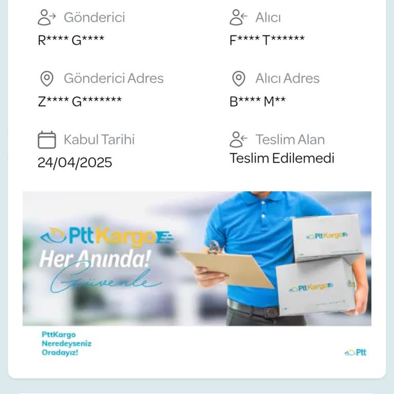 PTT Kargo Teslimatında Yanlış Bilgilendirme Ve İletişim Sorunu
