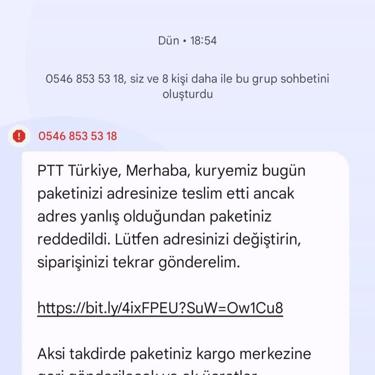 PTT Adına Gelen Şüpheli SMS Ve Kargo Adresi Uyarısı