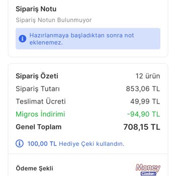 Migros Sanal Market'ten Eksik Ve Geciken Tereyağı Teslimatı