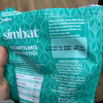 Simbat Kuruyemiş Üründe Büyük Yabancı Madde Ve Hijyen Sorunu Yaşadım