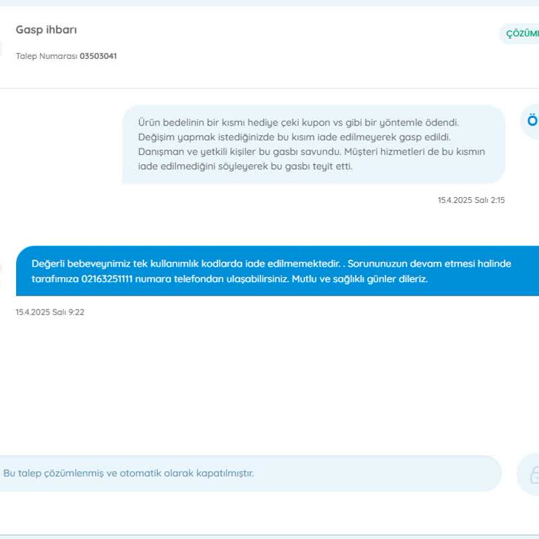 Hediye Çeki İle Yapılan Ödemede İade Sorunu Ve Müşteri Memnuniyetsizliği