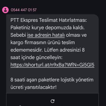 PTT Adına Gelen Sahte Kargo Mesajı Mağduriyeti