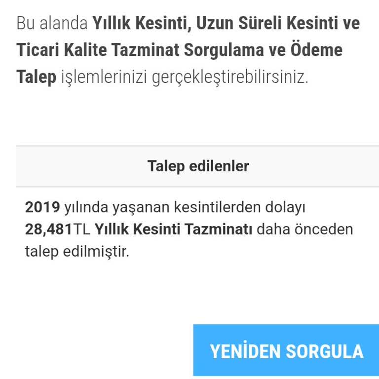 Kesinti Tazminatı İçin Bilgi Ve Ödeme Bekliyorum