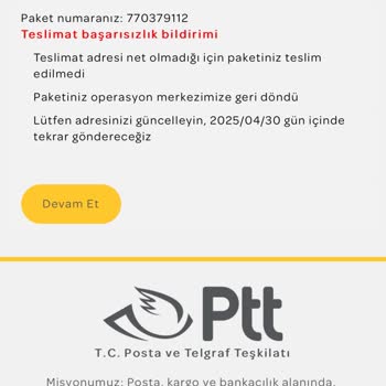PTT Kargo Sonrası Sahte SMS İle Maddi Kayıp Yaşadım