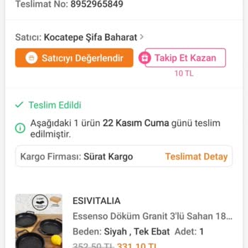Sürat Kargo Teslimat Sorunu Ve Para İadesi Mağduriyeti