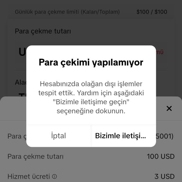 TikTok Yayın Gelirimi Çekemiyorum: Olağan Dışı İşlem Hatası