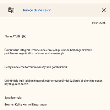 Beyaz Hırkamın Rengi Değişti, Firma Sorumluluk Almadı