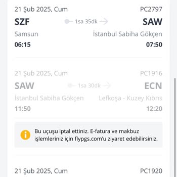 Pegasus İptal Edilen Uçuş Sonrası Tazminat Talebime Hızlı Dönüş Bekliyorum