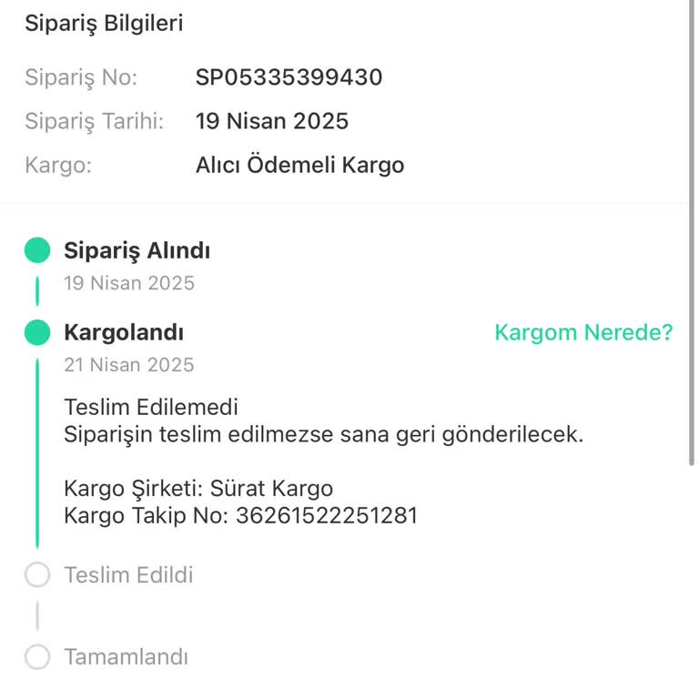Kargom Bir Haftadır Teslim Edilmedi