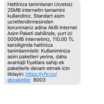 Hediye İnternetim Olmasına Rağmen Paket Aşım Ücreti Yansıtıldı