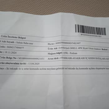 Ayakkabı İç Astarında Yırtılma Ve Değişim Talebine Ret