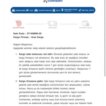 Çiçek Sepeti Yanlış Ürün Gönderildi, İade Sürecinde Hiçbir Destek Verilmedi