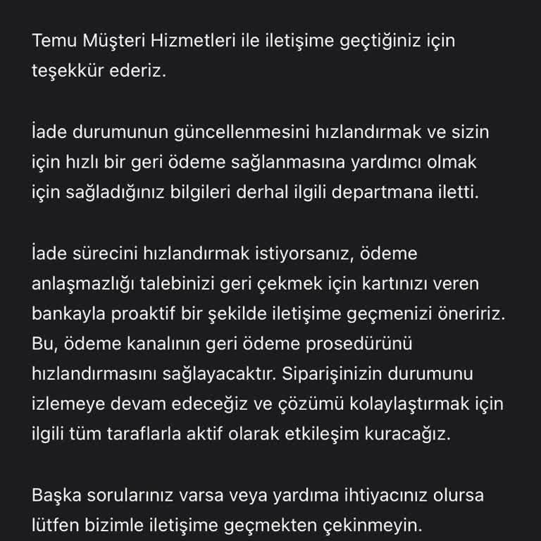 Ürün İadesi Sonrası Üç Aydır Ödeme Yapılmıyor