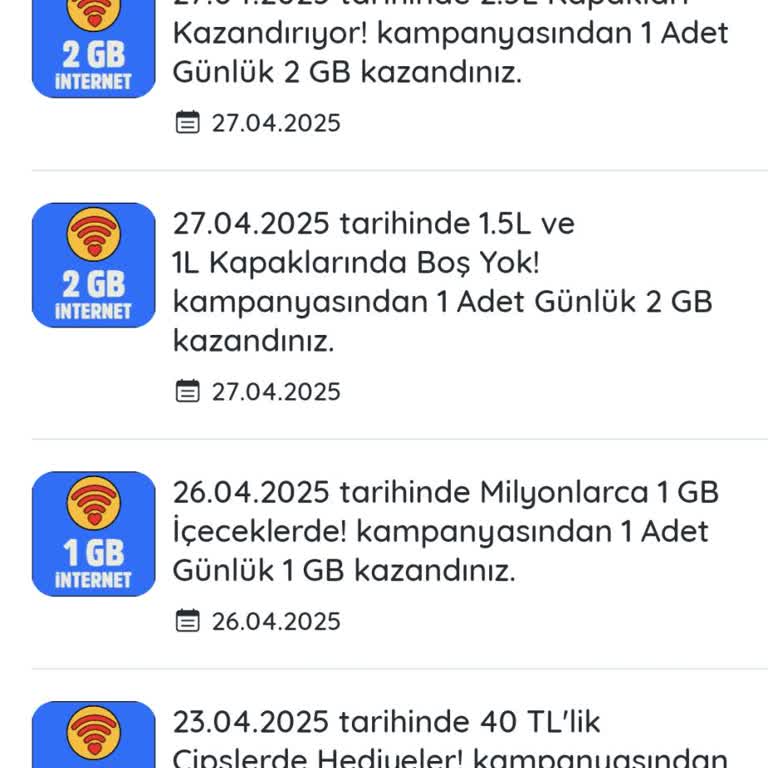 Kazandırio Uygulamasında Yüklenen 2 GB İnternet Paketleri Hattıma Tanımlanmadı