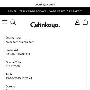 Çetinkaya Siparişim Bir Aydır Kargoya Verilmiyor Mağduriyetim Giderilmiyor