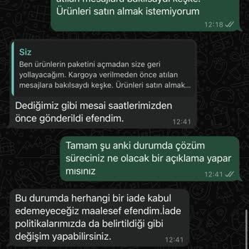 İade Taleplerine Olumsuz Yaklaşım Ve Teslim Edilmeyen Ürünler