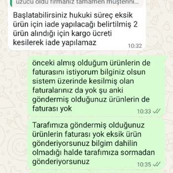 Selinna Butik Eksik Ürün Gönderdi İade Kabul Edilmiyor Ücret İadesi Talep Ediyorum