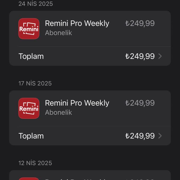 Remini Charged ₺250 Three Times Without My Permission and Gave No Notification