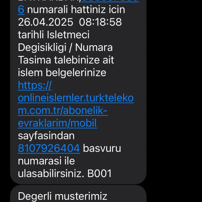 Numara Taşıma Sonrası Bilgilendirme Yapılmadan Geçişim İptal Edildi