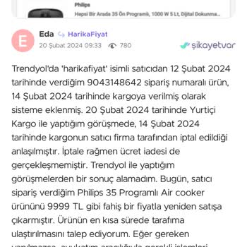 Siparişin Geç Kargolanması Ve Yanıtsız Sorular Sonucu Ürünün Teslim Edilmeden İade Edilmesi