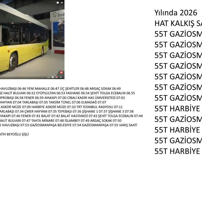 İETT 55T Gaziosmanpaşa-Taksim Hattı Sefer Saatleri Ve Durak Bilgilerinde Karışıklık