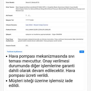 IP68 Sertifikalı Saatin Garanti Dışı Bırakılması Ve Servis İlgisizliği