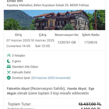 Obilet Üzerinden Yapılan Otel Rezervasyonum Enso Inn Tarafından Kabul Edilmedi