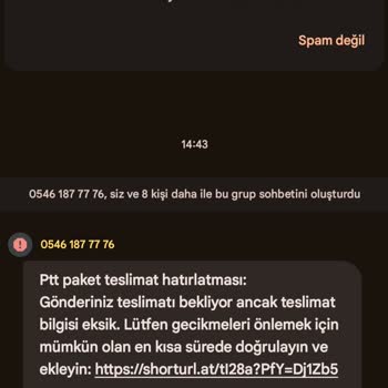 Kişisel Bilgilerim Kullanılarak Sahte PTT Mesajı Gönderildi