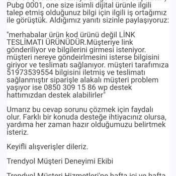 Trendyol Üzerinden Alınan PUBG UC Teslim Edilmedi Destek Yetersiz Kaldı