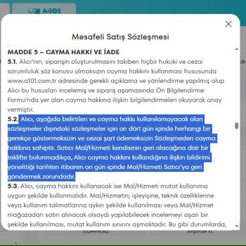 A101 Cayma Hakkı Engeli Ve Müşteri Hizmetlerinde Olumsuz Yaklaşım