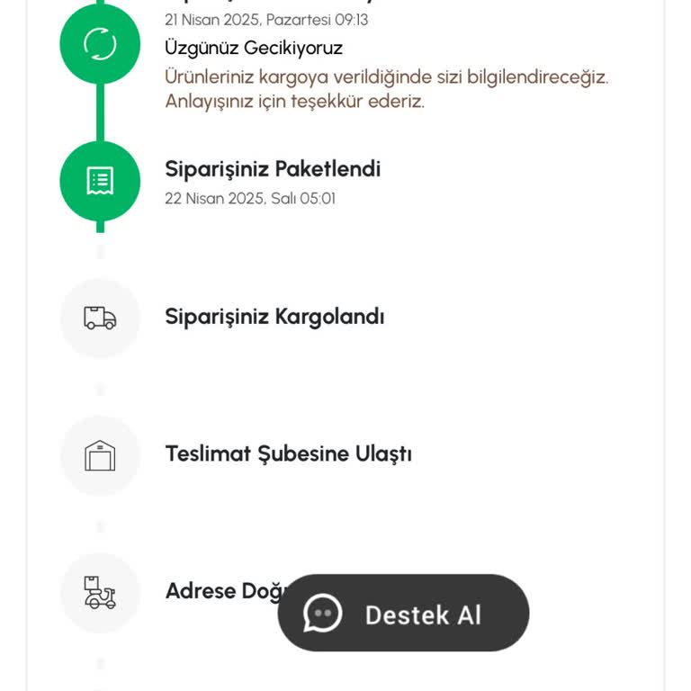 Emsan Mutfak Siparişim Halen Kargoya Verilmedi!