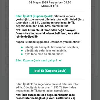 Askerlik Nedeniyle İptal Edilen Bilette Yüksek Kesinti Mağduriyeti