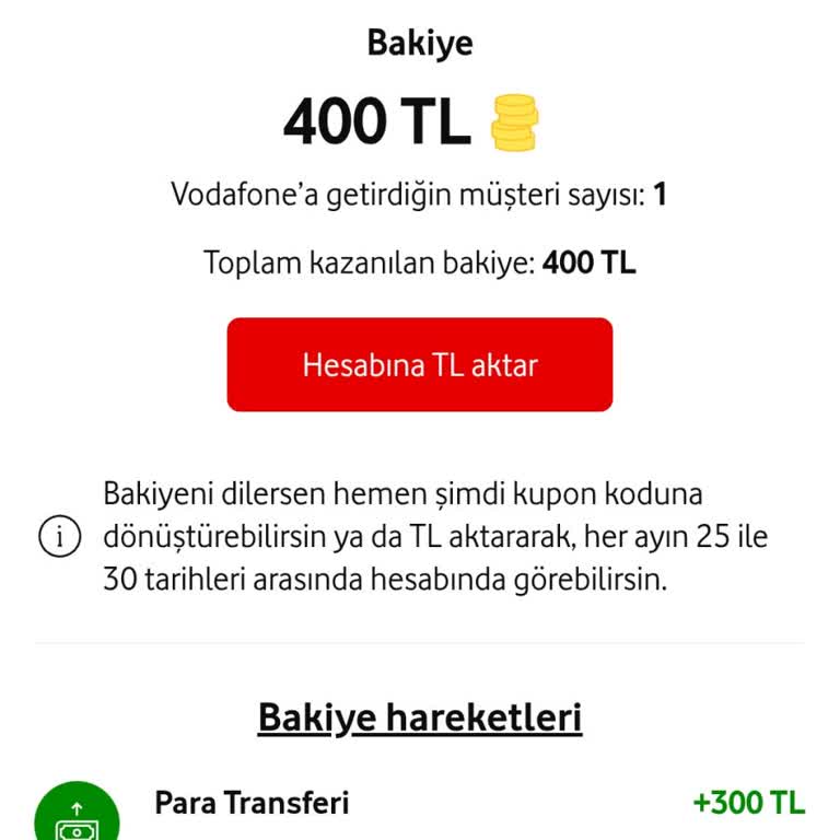 Vodafone Kampanya Bakiyesi Neden Doğrudan Hesaba Aktarılmıyor