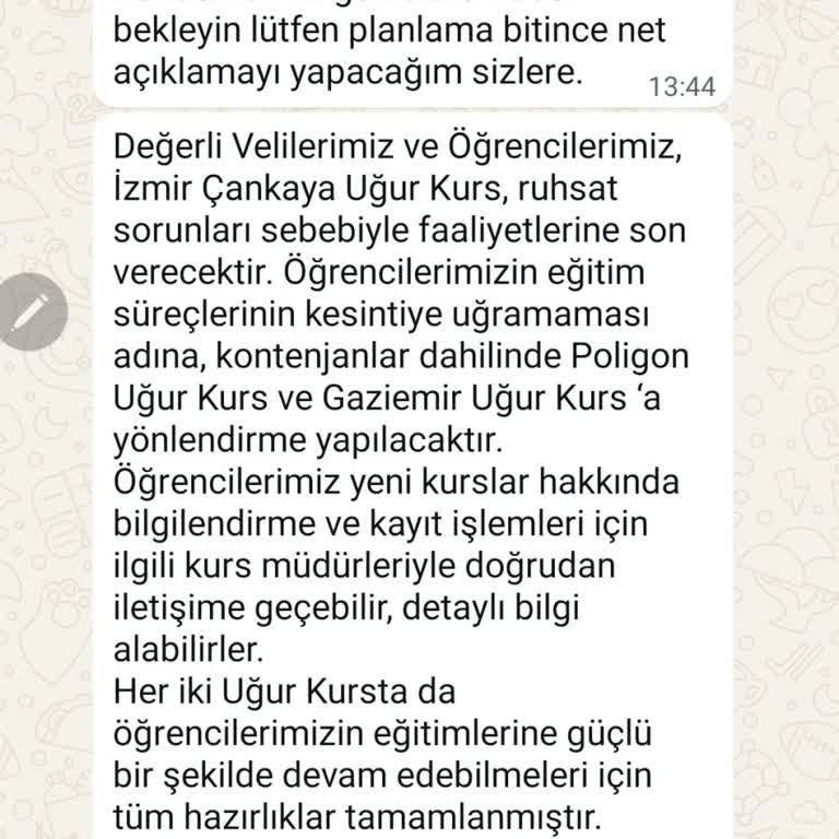 Kapanan Kurs Nedeniyle Mağduriyet Ve Ekstra Ücret Talebi