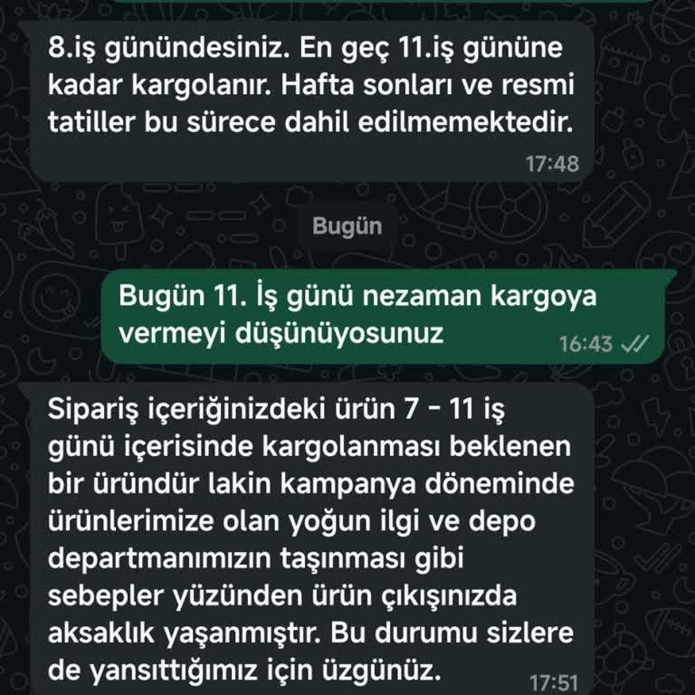 Siparişim 11 Gündür Kargoya Verilmedi Ve Net Bilgi Alamıyorum