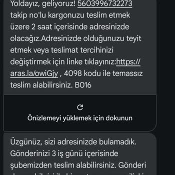 Evde Olmamıza Rağmen Kargo Teslim Edilmedi Ve Yanıltıcı Mesaj Geldi