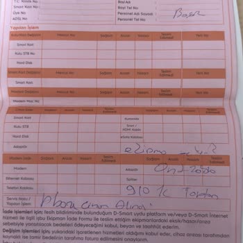 Kapatılan D Smart İnternet Hizmeti İçin Haksız Faturalandırma Ve Modem Ücreti Talebi
