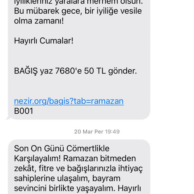 Nezir Derneği Tarafıma SMS Göndermesi
