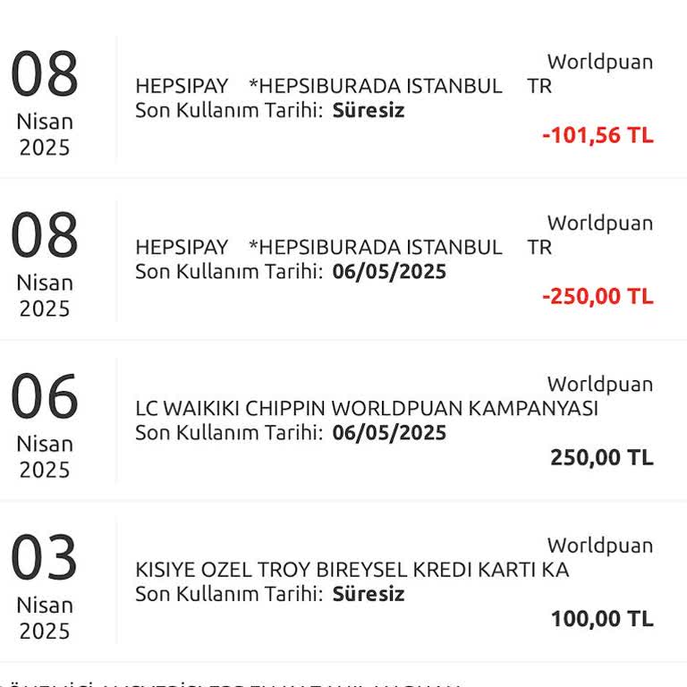Kullanılmayan Puanlarım Hesabımdan Silindi, İadesini Talep Ediyorum