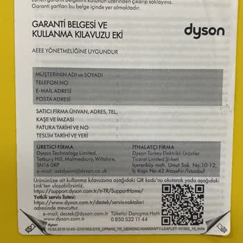 Dyson Süpürge Başlığı Kırıldı Garanti Kapsamında Destek Bekliyorum