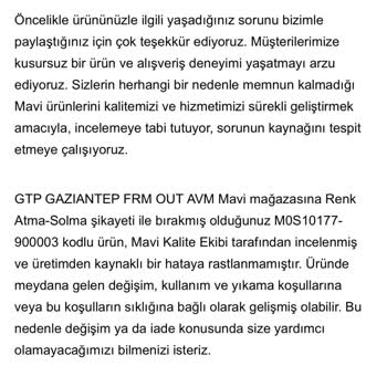 Hırka İadesi Kullanıcı Hatası Gerekçesiyle Reddedildi