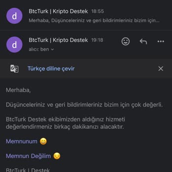 BTCTURK'de Satış Sonrası Para Transferinde Gecikme Ve İletişim Sorunu