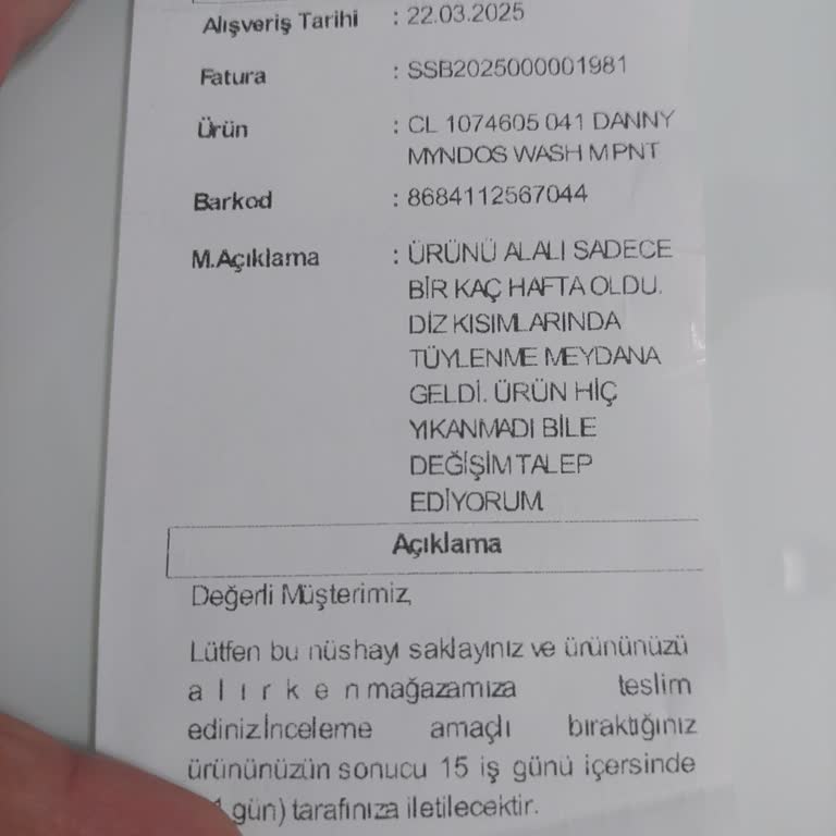 Aldığım Kot Pantolon İlk Günden Tüylenme Yaptı Ve Mağazadan Dönüş Alamadım