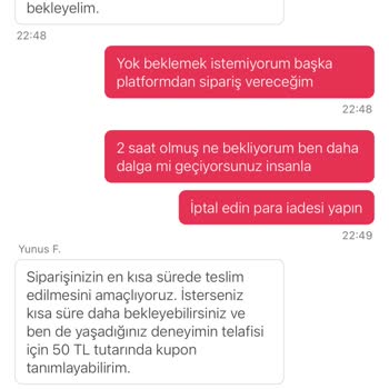 Yemeksepeti'nde Sipariş Gecikmesi Ve Hatalı İade Nedeniyle Mağduriyet