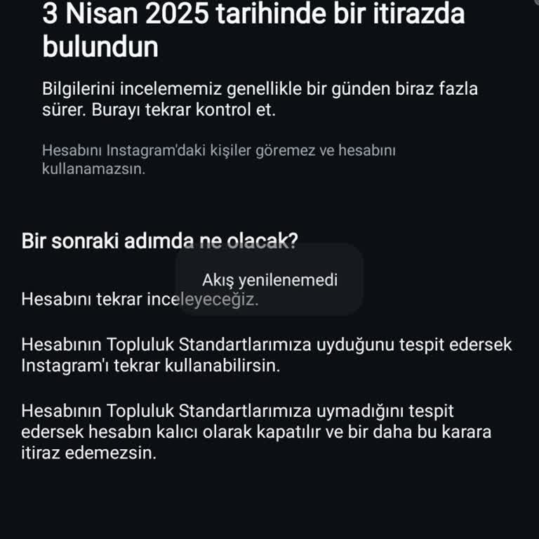 Instagram Hesabım Haksız Yere Kapatıldı, Sonuç Bekliyorum