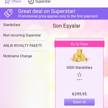 Satın Alınan Stardoll SD Paketi Hesabıma Yüklenmedi