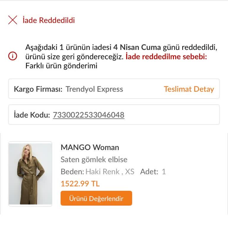 Trendyol İade Edilen Ürünüm Ve Param Geri Verilmedi