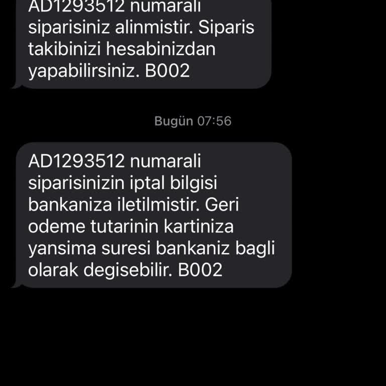 Stokta Olmayan Ürün İçin Onaylanan Siparişim İptal Edildi