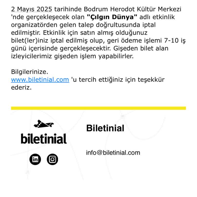 İptal Edilen Tiyatro Bileti İçin Geri Ödeme Yapılmıyor, Müşteri Hizmetlerine Ulaşılamıyor